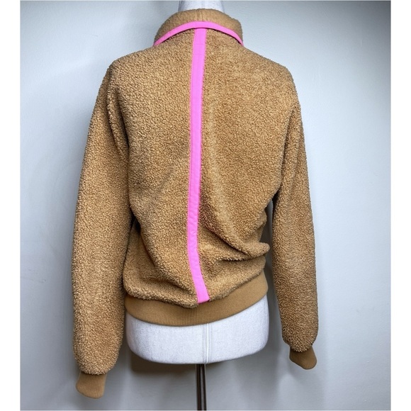 EUC Marine layer Sierra Pink & Camel Brown Tan Shawl Teddy Sherpa Jacket XS​​​ - Picture 7 of 13